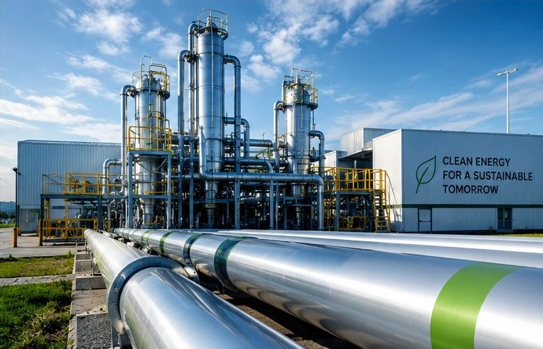 Industrial energy plant with process piping